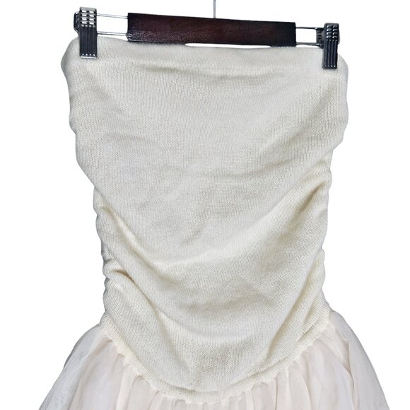 Reformation Sable Cream Cashmere Strapless Tutu‎ Tulle Mini Dress Size S - Picture 5 of 10